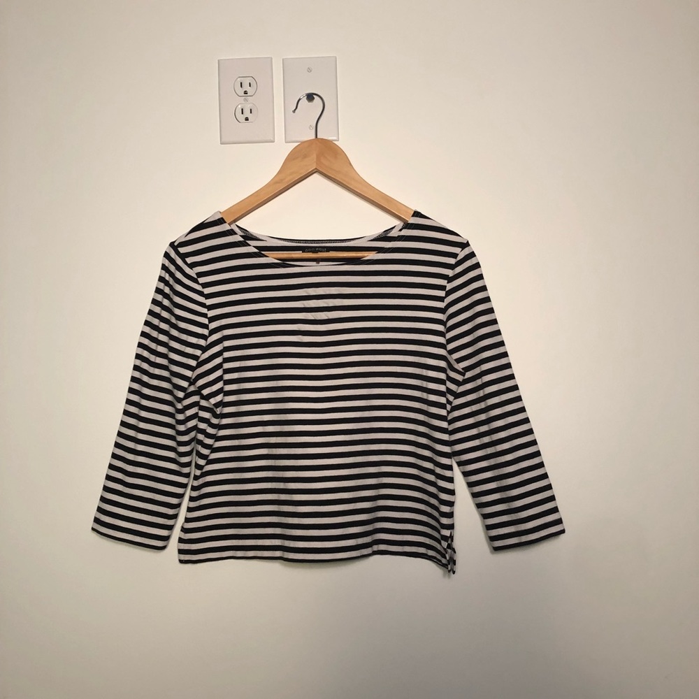 600 West Black Stripe Crop T Shirt